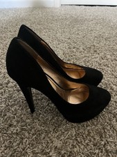 BCBG Generation Black Suede Stiletto Pump Slip On Round Toe Women's EU Size 36