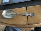 Vintage Lg Old Sterling Silver Fancy Berry Spoon 8 3/4” 80 Gms