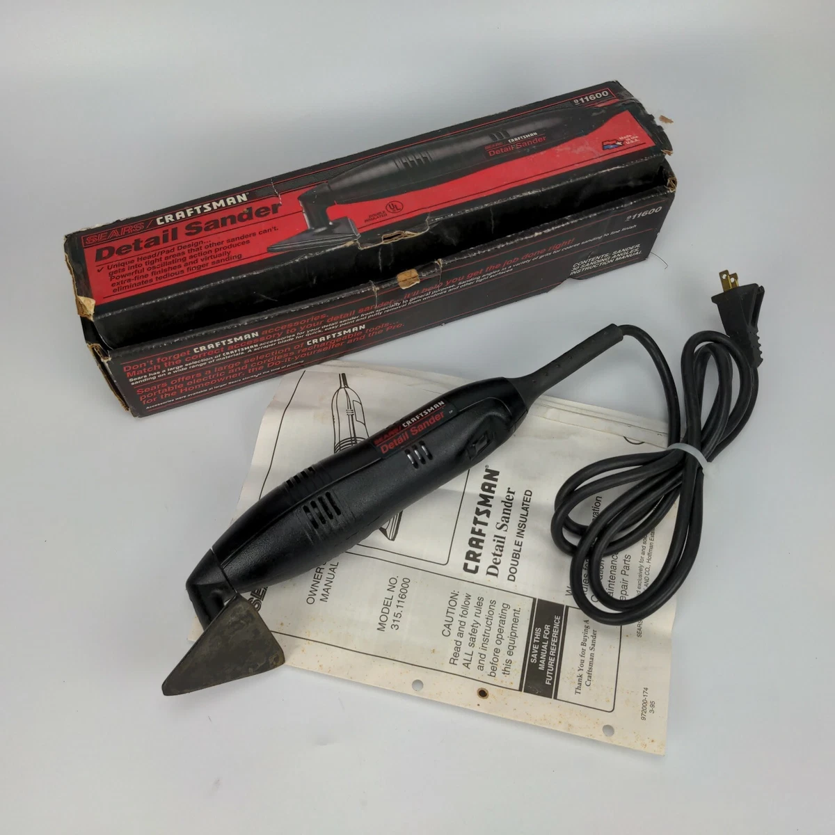 Craftsman 315.116000 Detail Sander w Manual Box 120v 0.24A vintage USA made