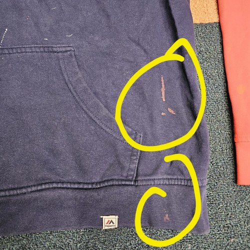 Stains* Boston Red Sox Majestic Adult Hoodie Sweatshirt Large Blue Red Patch Q6b - Picture 13 of 13