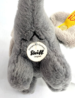 Steiff Plush Elephant Keyring Charm ID Button Tags 10cm 4in Best