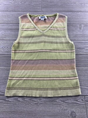 Old Navy Women Striped Sleeveless V Neck Cotton Knit Casual