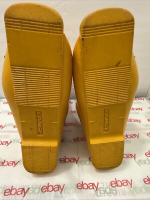 LANGE Vintage 1960's Retro Ski Boot Rubber 5 Buckle Yellow Size L