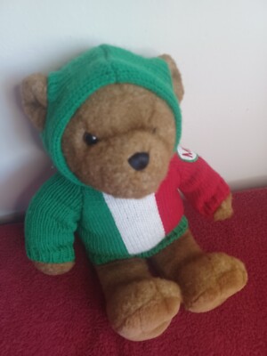 Jstuff Associates 16'' Mexico Plush Brown Bear Knitted Hoodie Stuffed Animal Toy