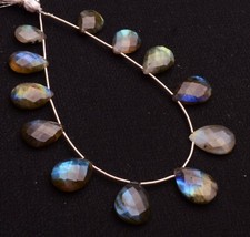 Natural Gem Rainbow Fire Labradorite 13x10 to 17x12 mm Long Pear Briolette 8.5"