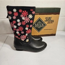 Muck Boots Arctic Snowflake Black Pink Rare Women's Size 7 Brand New