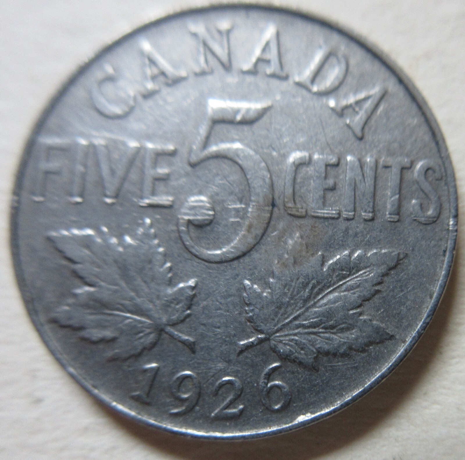 1926 Canada Near 6 Five Cents Coin. Semi Key Nickel 5 Cents 5c