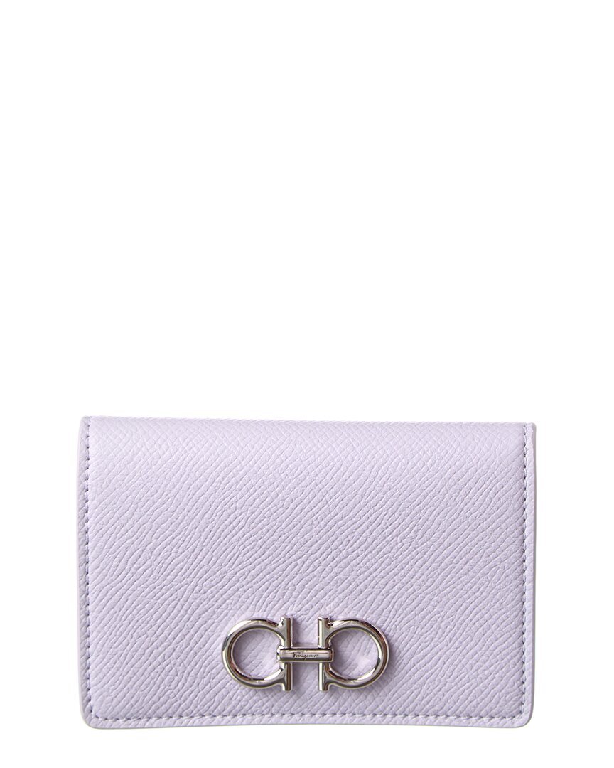 Кожаный держатель для карт Ferragamo Gancini Женский фиолетовый 44990₽