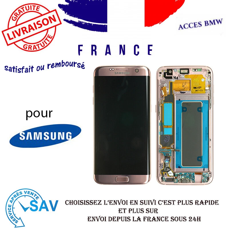 Originale Ecran LCD Complet Rose Pour Samsung Galaxy S7 edge G935F Avec Châssis - Photo 1/1
