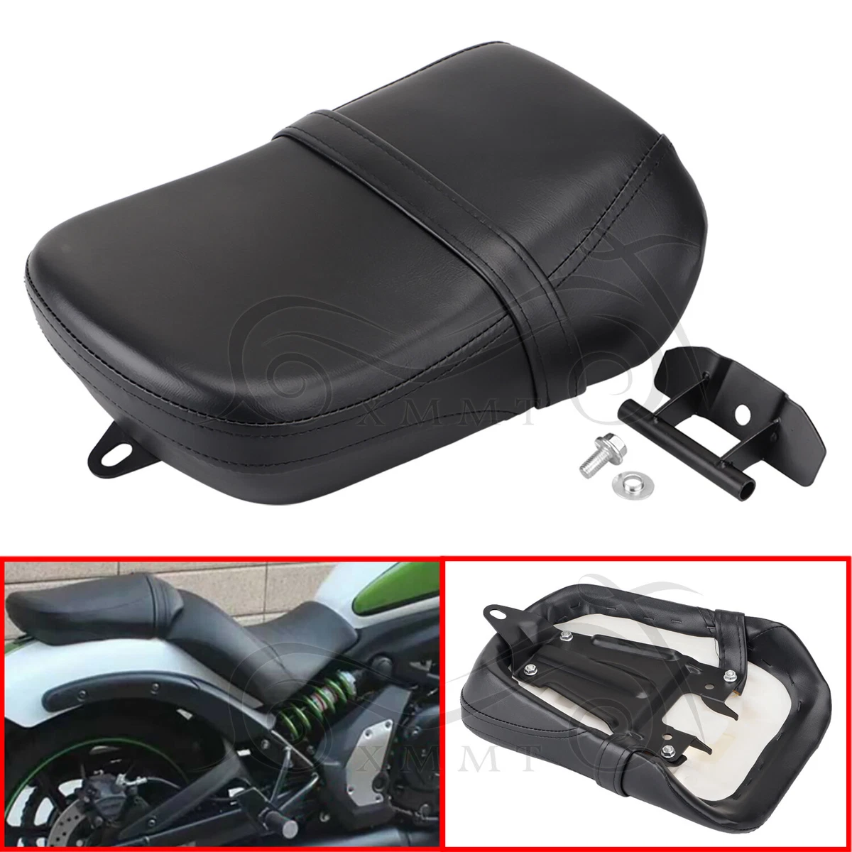 Black Rear Passenger Leather Seat For Kawasaki Vulcan S 650 EN650 ABS 2015 2016