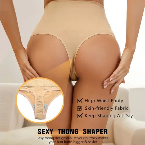 Women High Waist Tummy Control Body Shaper Thong Pants Shapewear Slim Underwear - Picture 6 of 26
