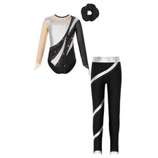 Turnanzug Mädchen Langarm Gymnastikanzug Body mit Hose Set Ballett Tanzkleidung