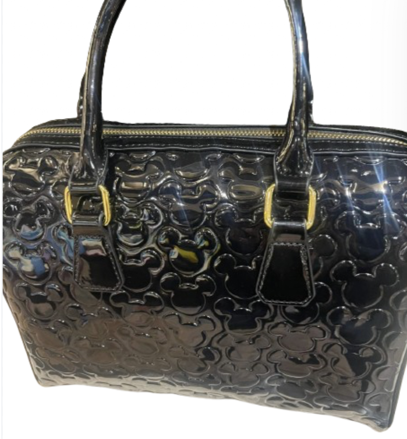 Disney Parks Mickey Mouse Icon Black Lucid Satchel Bag New with