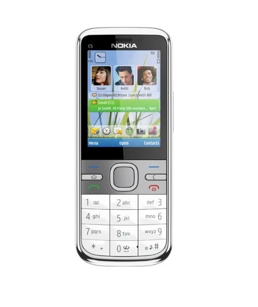 Nokia C5-00 | 2.2" Zoll |  Bluetooth | 5 MP | silber-weiß | ohne Simlock