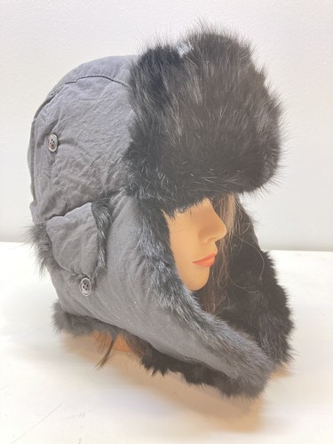 Black Rabbit Fur Hat Hiking Hunting 