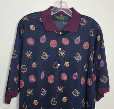 Bobby Jones Golf Print Polo Shirt Made in Italy Size XL
