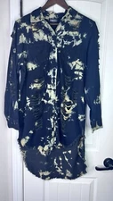 Thrill Jeans Tie-Dye Dress Chambray Hi-Low Raw Edge Destroyed Grunge Goth Zombie