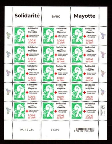 france 2025 Marianne Solidarity with MAYOTTE red cross donation 15v mnh FULL SHT