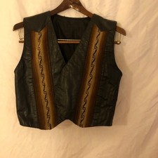 Rare Vest Western-Style Woven Textile Inlay Vintage Unisex