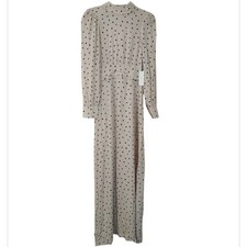 Flynn Skye High Collar Hearts Long Sleeve Open Back Maxi Dress Size S