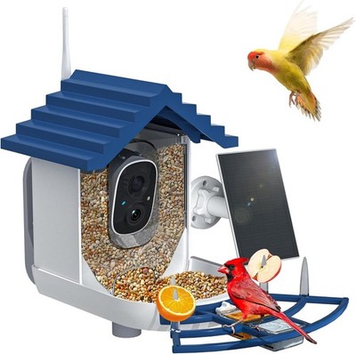 Smart Bird Feeder W/ Camera Solar Powered & AI Bi rd Identification 2.4Ghz WiFi