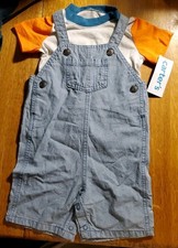 Carters Infant Boys 12 Mos. Overalls Shorts Shirt Outfit Set Cotton
