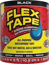Flex Tape Black 4" x 5' Rubberized Waterproof Tape - Patch Bond Seal - NEW
