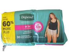 Depend Fresh Protection Incontinence Underwear, Maximum, 30 Ct, Size Medium
