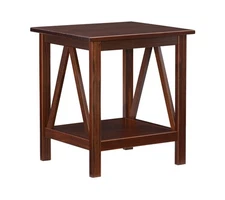 Linon Home Dcor Decor Titian End Table, 20w x 17.72d 22.01h, Antique Tobacco