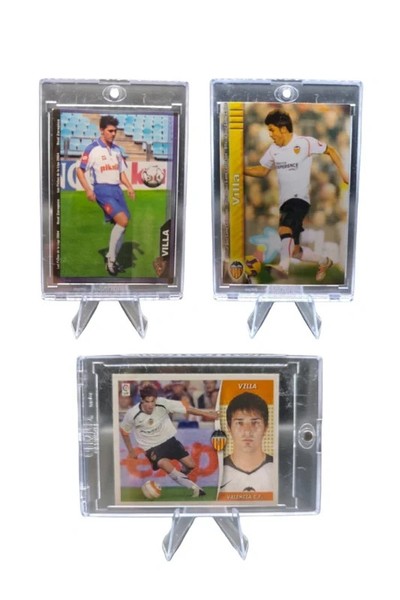 3 cromos David Villa Real Zaragoza y Valencia CF