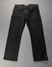 Levis 505 Jeans Mens 36x32 Dark Black Denim Straight Leg Original Red Tab