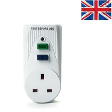 13A UK RCD Socket Adapter - White Circuit Breaker with Safety Features