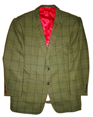 Thom Sweeney Bespoke Gents Blazer Boxed Check Herren Dunkelgrün Jacke - 44S