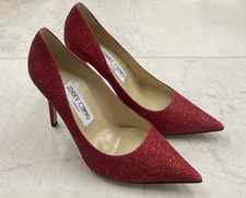New Jimmy Choo Romy 85mm Glitter Pump Heels In Red Size: 35 US 5