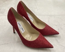 New Jimmy Choo Romy 85mm Glitter Pump Heels In Red Size: 35 (US 5)