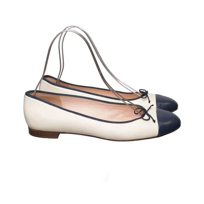 J.Crew, Ballerinas, Größe: 41 1/2, Leder, Weiß/Blau, Damen #Gne - Bild 1 von 4