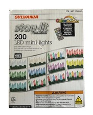 Sylvania Stay Lit Platinum 200 LED Mini Lights 12 Color Options 8 Effects Remote