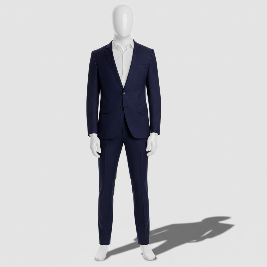 Hugo Boss Men's Blue Wool Huge/Genius Micro-Check Slim-Fit Suit Jacket Size 36R thumbnail 3