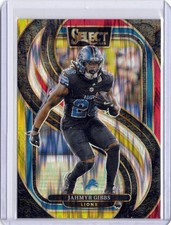 2024 Panini Select - Premier Level Jahmyr Gibbs #163 Red & Yellow Shock Prizm 