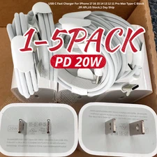 20W USB C Fast Charger For iPhone 17 16 15 14 13 12 11 Type-C Block PD Cable Lot