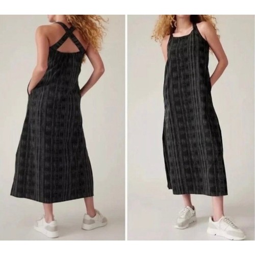 Athleta Arrival Dress In Amara Stripes In Black & White Size Large