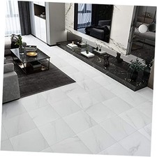 Peel and Stick Floor Tile 12 x 12 Inch 20 Pcs White Marble Self 20 Tiles
