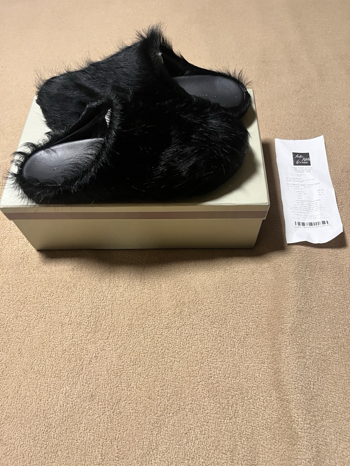 Marni Fussbett Mule Black Fur Slip-On Men's Slippers US9 EU 42