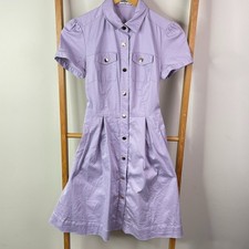 Marcs Dress Womens 6 Purple A Twist Of Cate Pleated Button Front Puff Sleeve