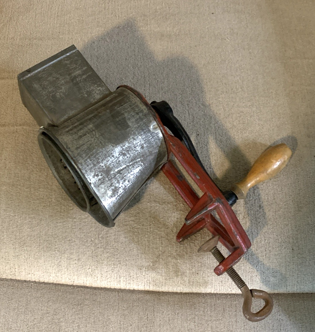 E.M.M.Y.C Vintage Food Grinder Grater Industrial Argentina Cast Iron Metal Wood