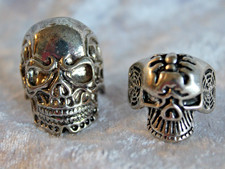 2 Mens Noveltee Gothic Skull Biker Rings Size...