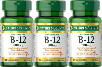 Nature'S Bounty B-12 Quick Dissolve Tablets 500 Mcg, 300 Tablets (3 X 100 Count