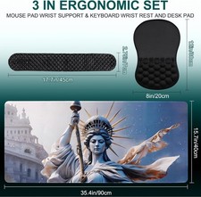3 in 1 Set Ergonomic Mouse Pad with Keyboard Wrist Rest  Desk Pad Memory Foam