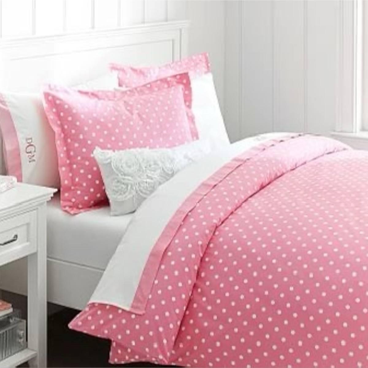 Pottery Barn Kids Pink Dot Duvet Cover Full/Queen Organic Cotton Blanket Bed