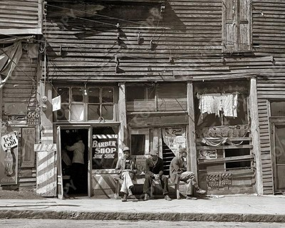 #ad 1936 Mississippi RURAL BARBER SHOP DEPRESSION ERA 8x10 vintage photo reprint $13.00